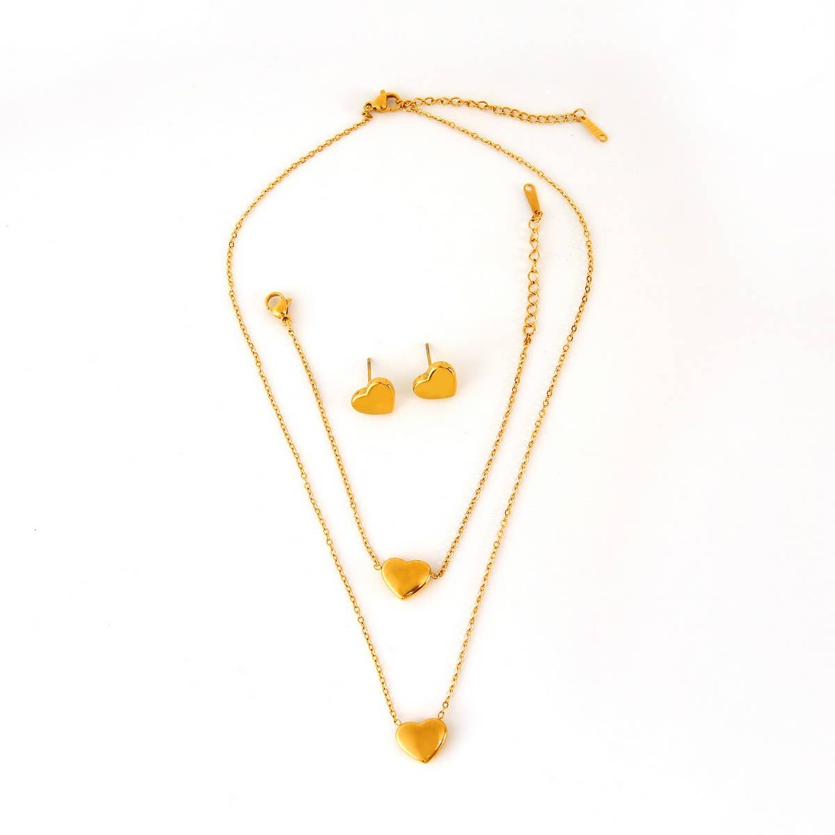 Womens Stainle Steel Heart Jewelry 3-Piece Set_Cwmm8880