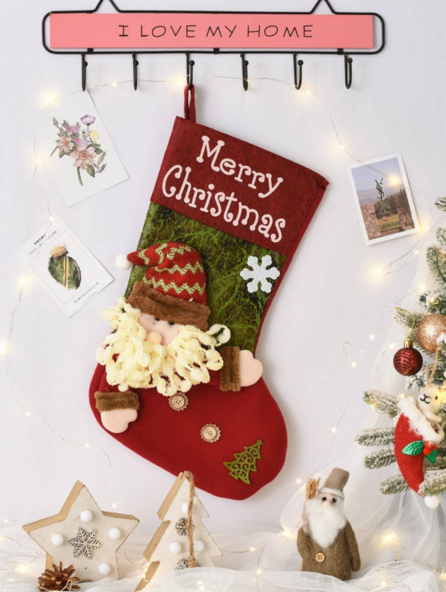 SEQUINED 3D SANTA CLAUS CHRISTMAS STOCKINGS_CWMS1424