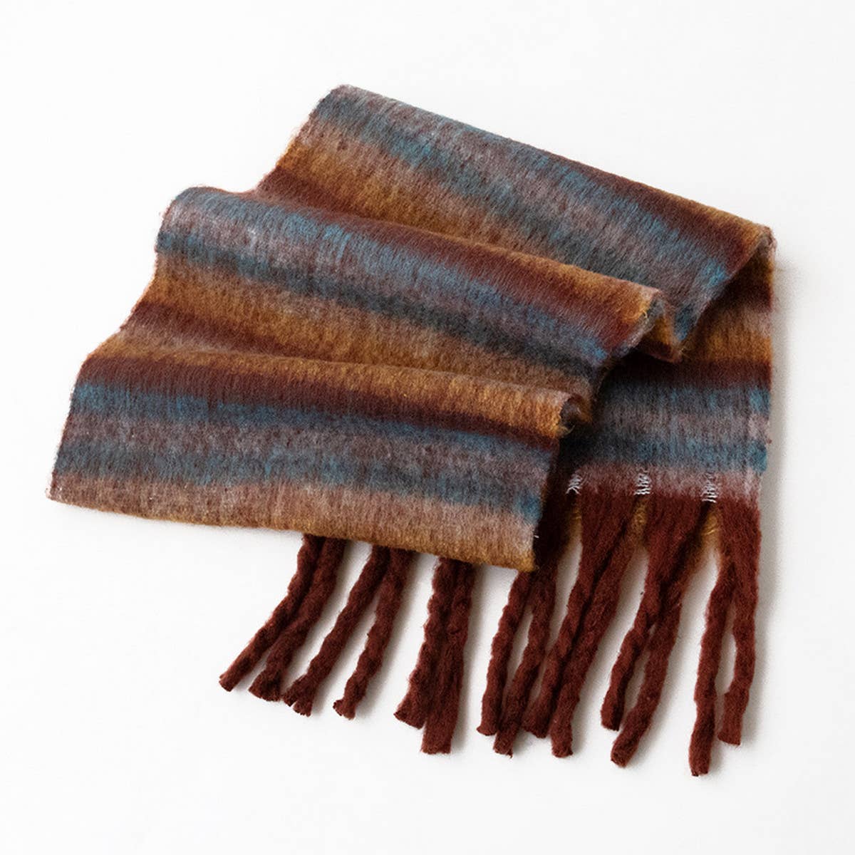 PLAID FLUFFY SCARF WARM TASSEL WINTER WRAP_CWASC0996