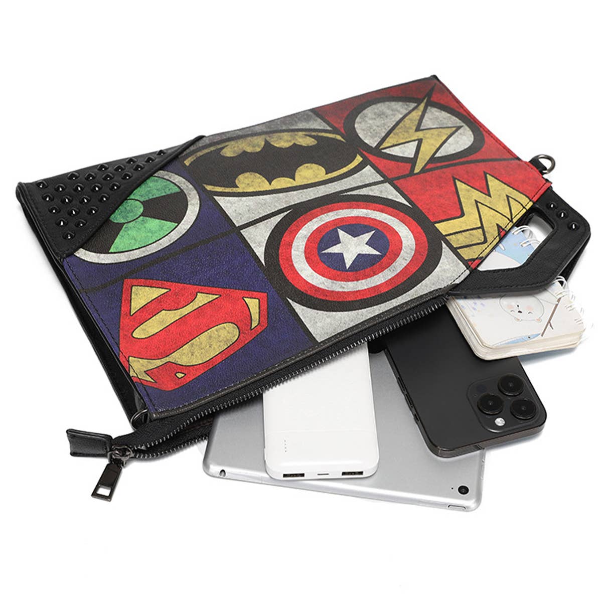 RETRO PRINTED RIVET DECORATION SHOULDER BAG HANDBAG_CWAB1478