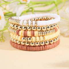 Vintage Clay Round Bead Bracelet Set Jewelry_Cwmm3513