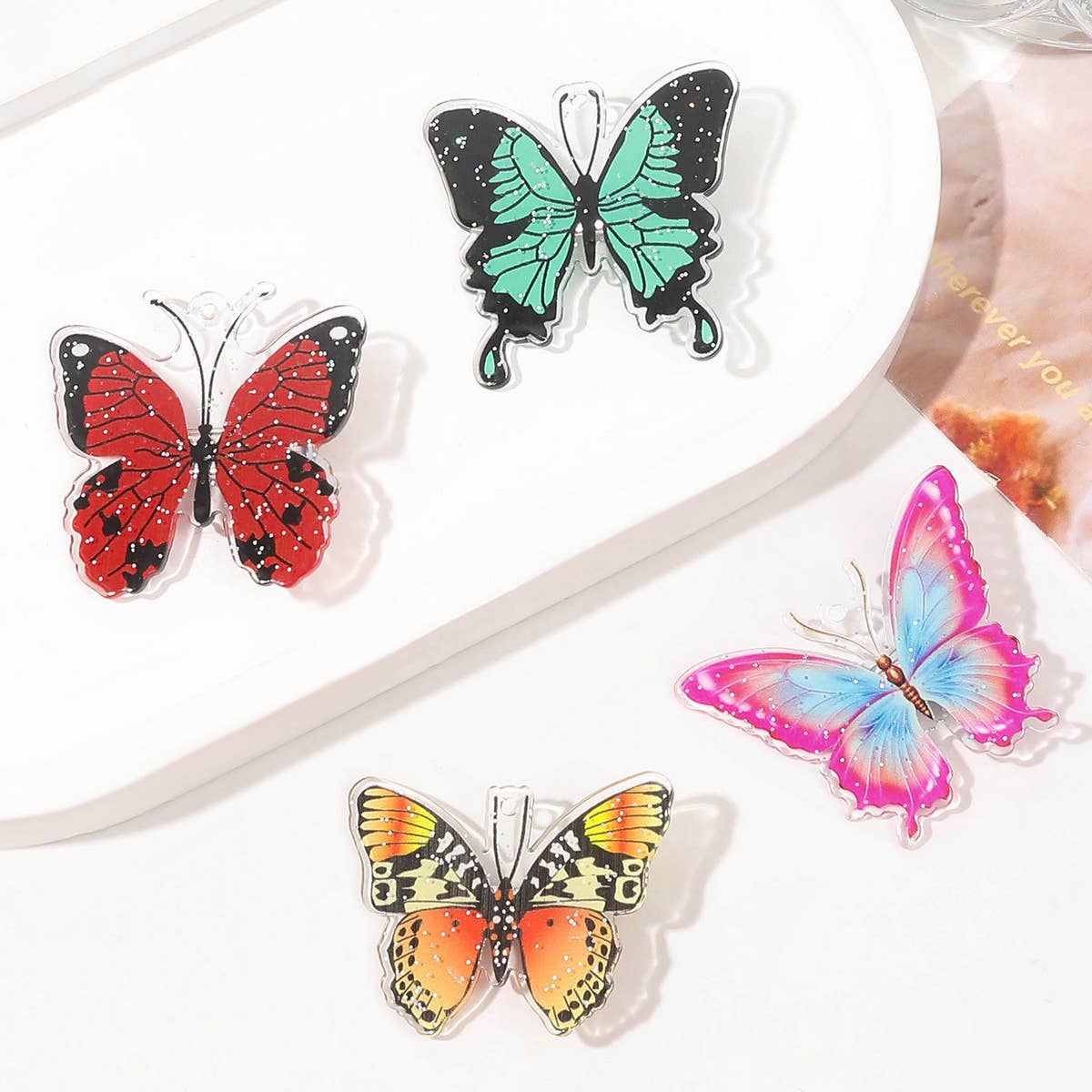 SILVER DOT IMITATION BUTTERFLY CUTE HAIRPIN_CWAHA1632