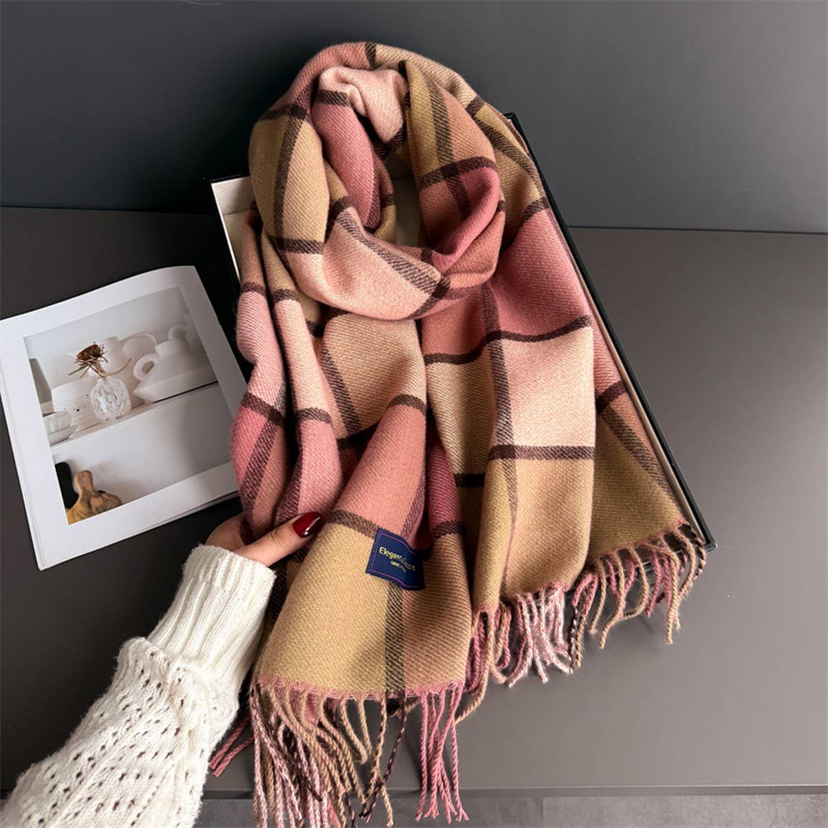 Vintage Soft Cashmere Feel Tassel Winter Scarf_Cwasc03236
