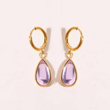 TEARDROP BIRTHSTONE EARRINGS GOLD STAINLESS_CWAJE5032
