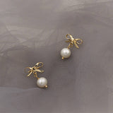 FASHIONABLE AND VERSATILE BOW PEARL EARRINGS_CWAJE1681
