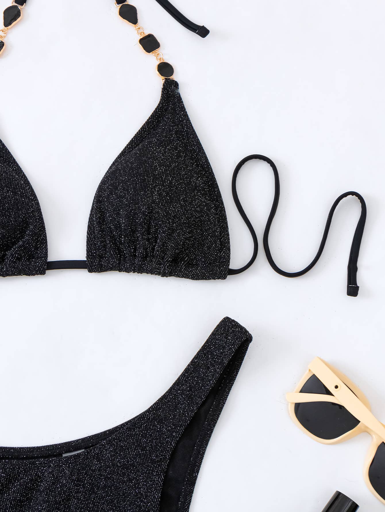 SEXY SPARKLING 3 PIECE BACKLESS BIKINI BEACH SET_CWMW0689