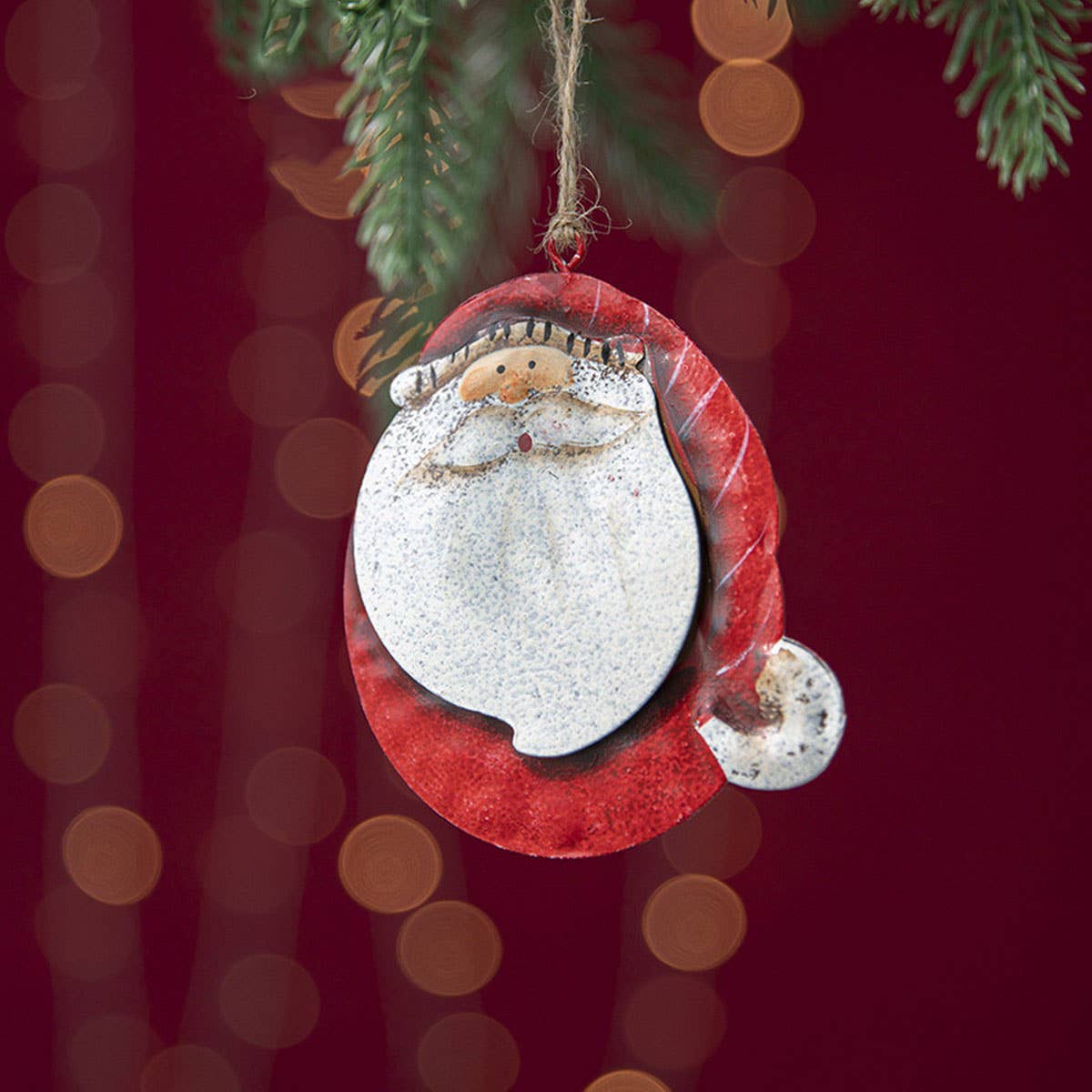 RUSTIC IRON ANGEL SANTA SNOWMAN TREE HANGING_CWMM9765