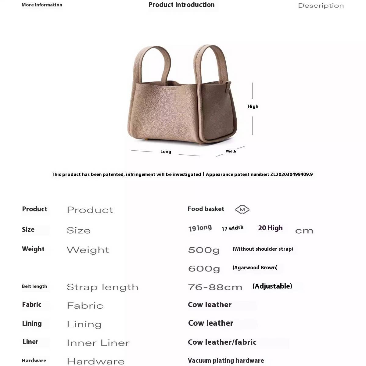 MEDIUM LEATHER BUCKET TOTE BASKET STYLE BAG_CWAB5335