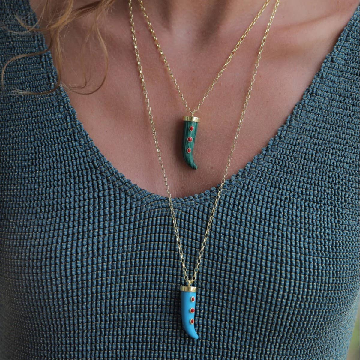 COLORFUL CHILI PEARL BEAD NECKLACE RETRO CHIC_CWMM6955