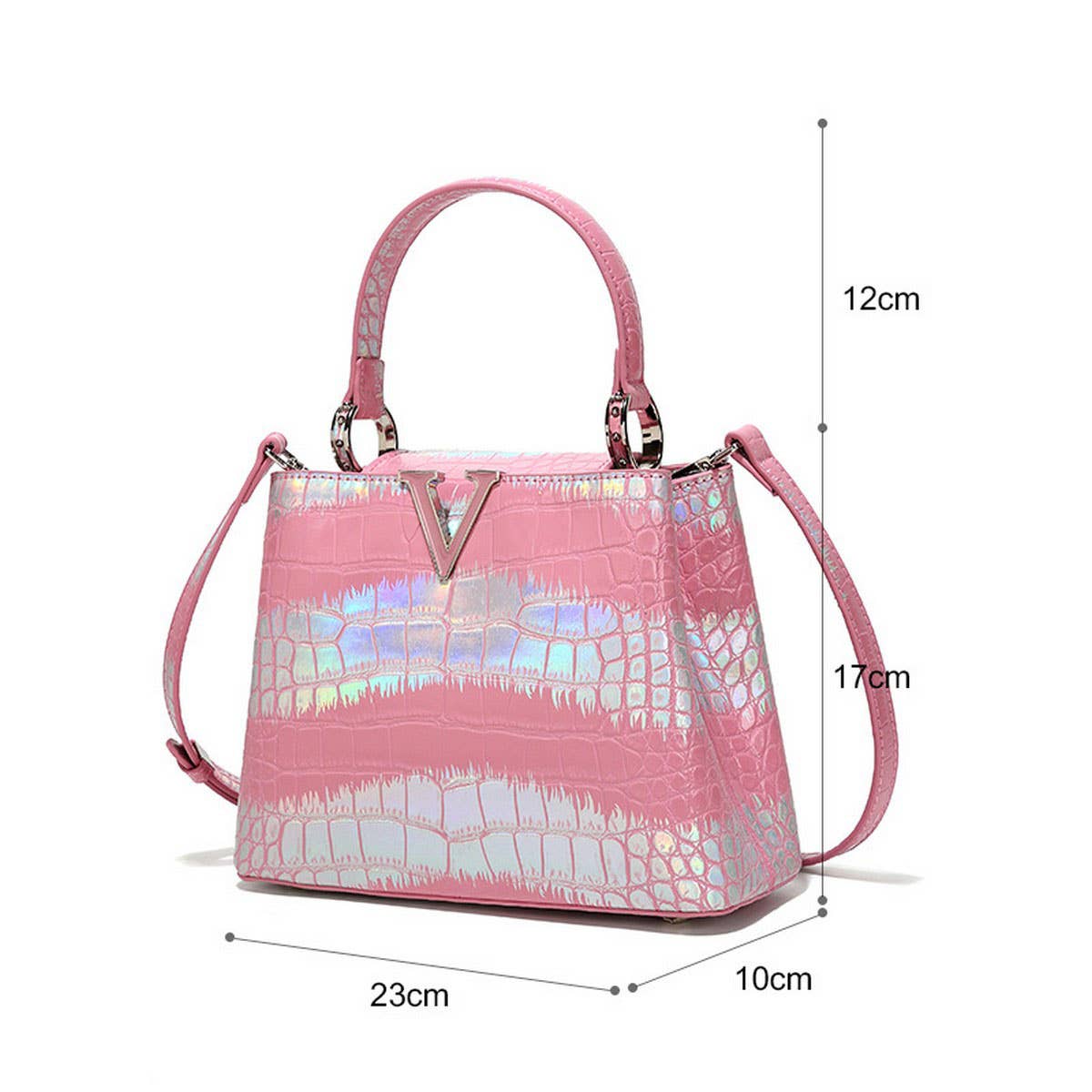 High-End Contrast Color Crocodile Pattern Tote Bag_Cwab3620