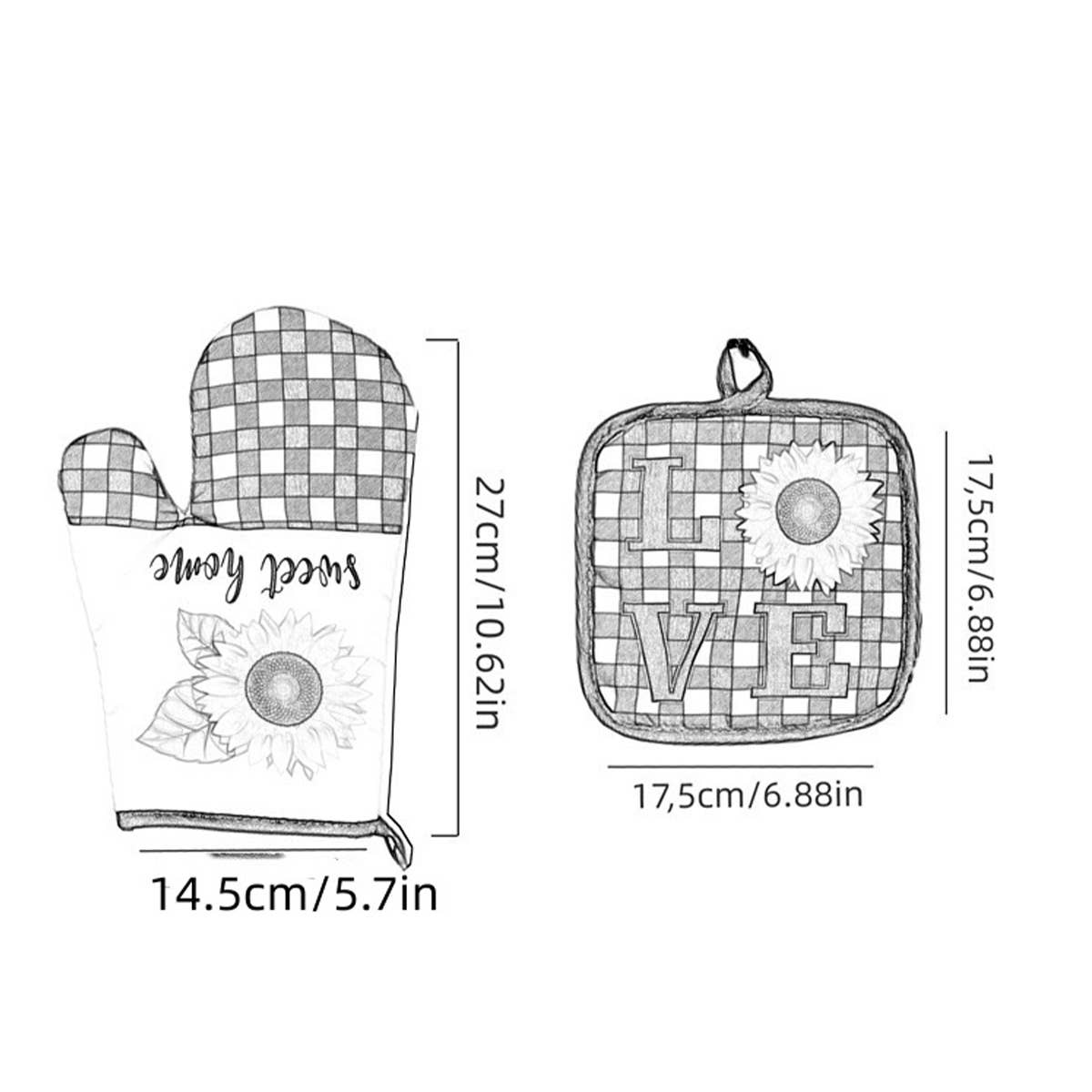 SUNFLOWER PRINT ANTI SCALDING 2 PIECE SET_CWMM1455