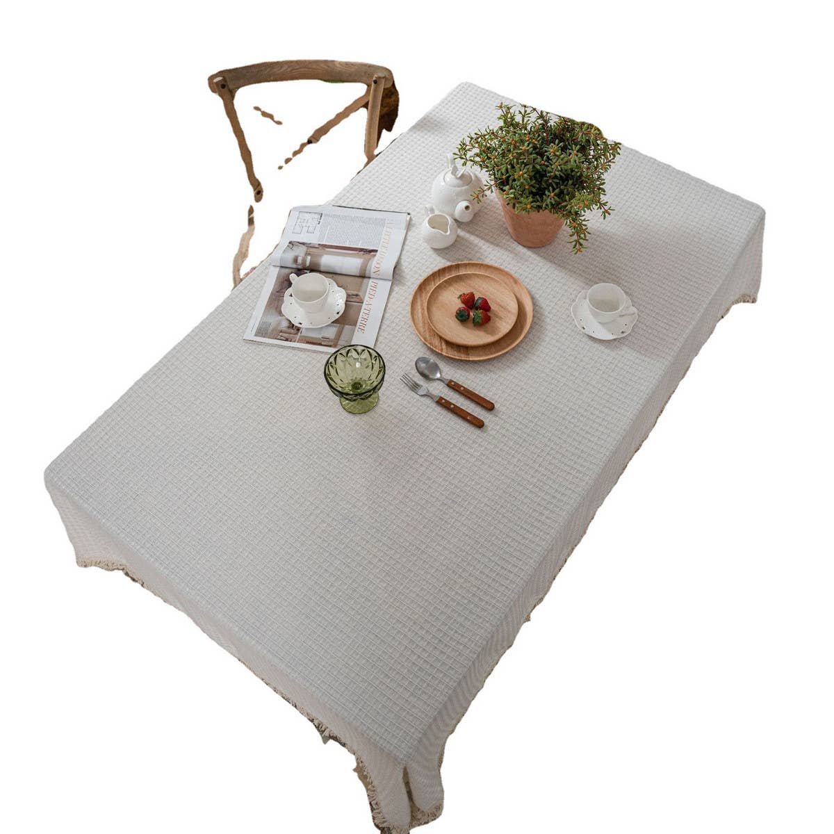 Waffle Tassel Solid Color Dining Table_Cwmm0971