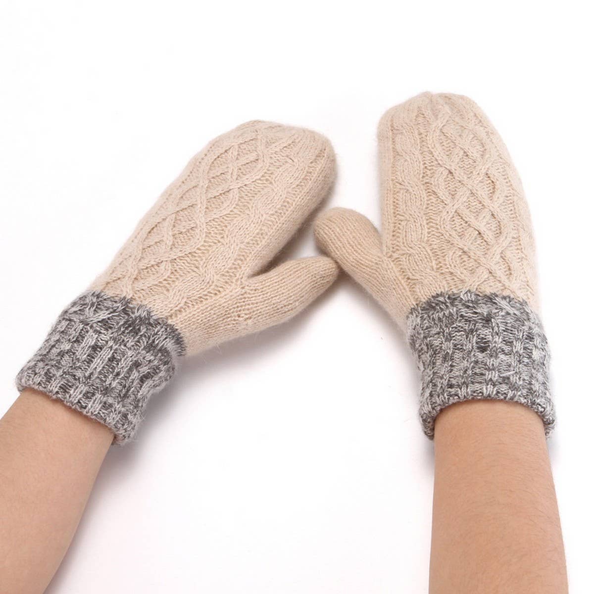Winter Rabbit Fur Knitted Plush Thick Gloves_Cwag0262