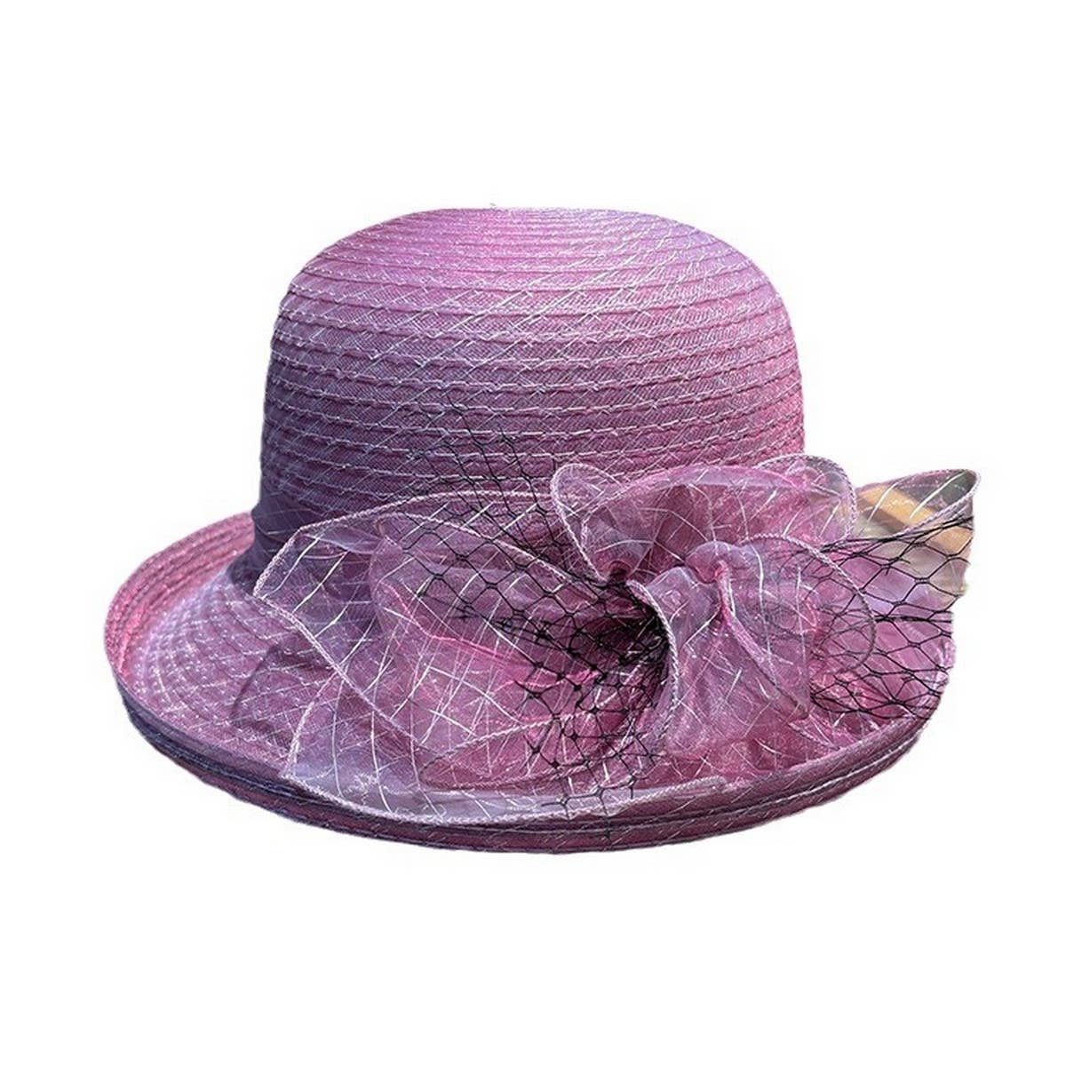 FASHIONABLE CURLED MESH FLOWER BUCKET HAT_CWAH1211