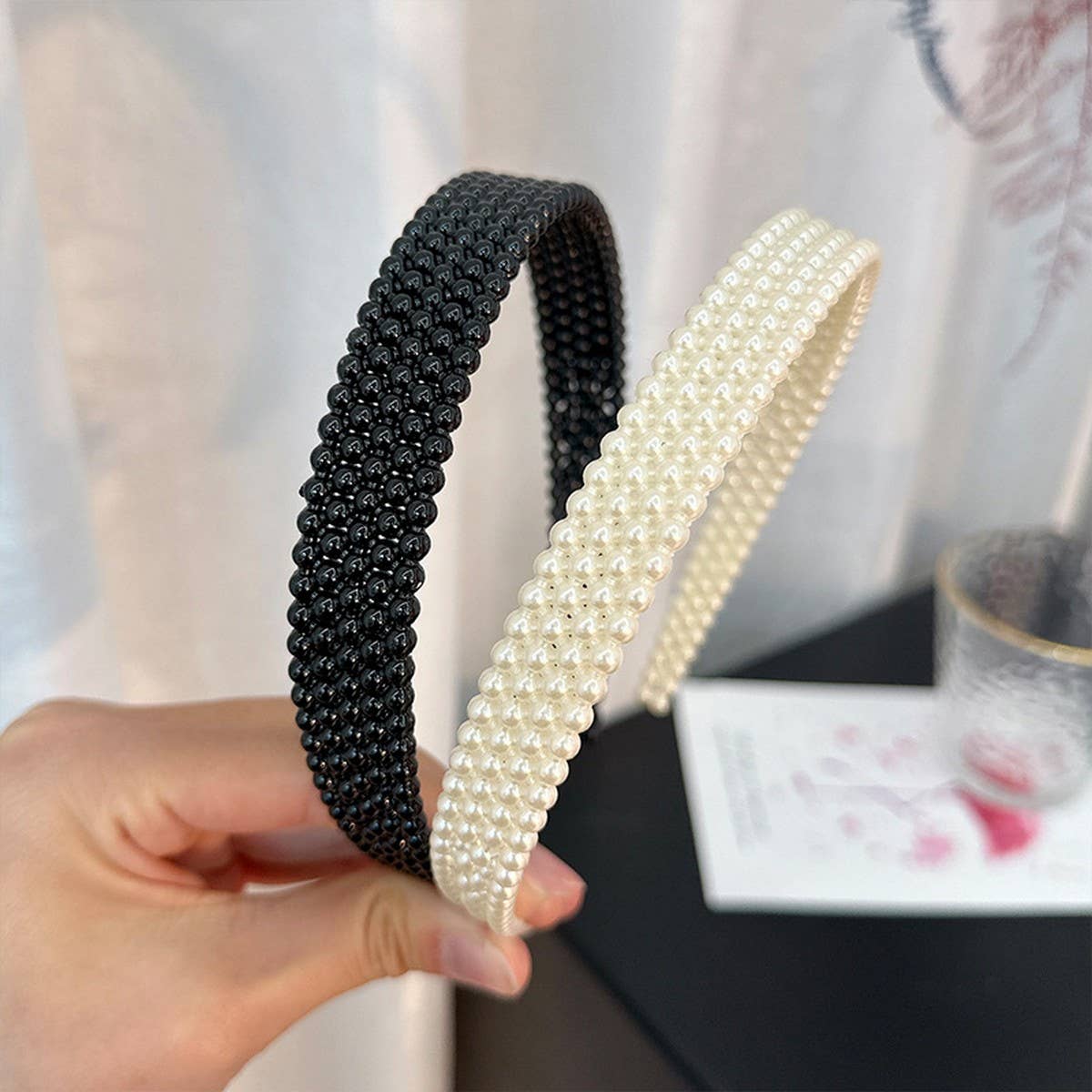 PEARL ACRYLIC HEADBAND STYLISH HAIR ACCESSORY_CWAHA5659