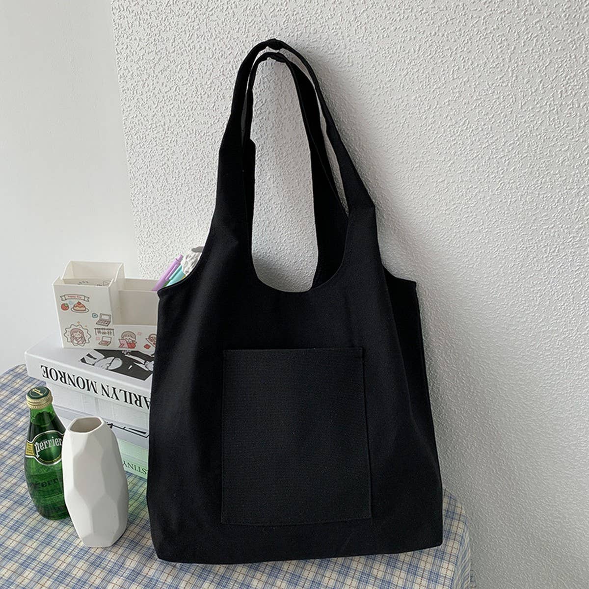 SOLID COLOR LITERARY BLANK HAND PAINTED CANVASBAG_CWAB2131