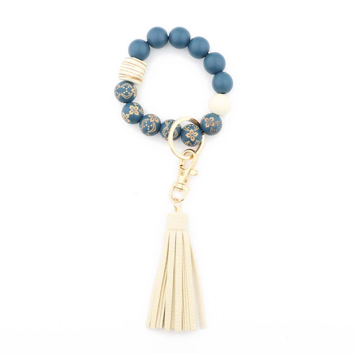 TASSEL LATTICE WOODEN BEAD KEYCHAIN_CWMM1325