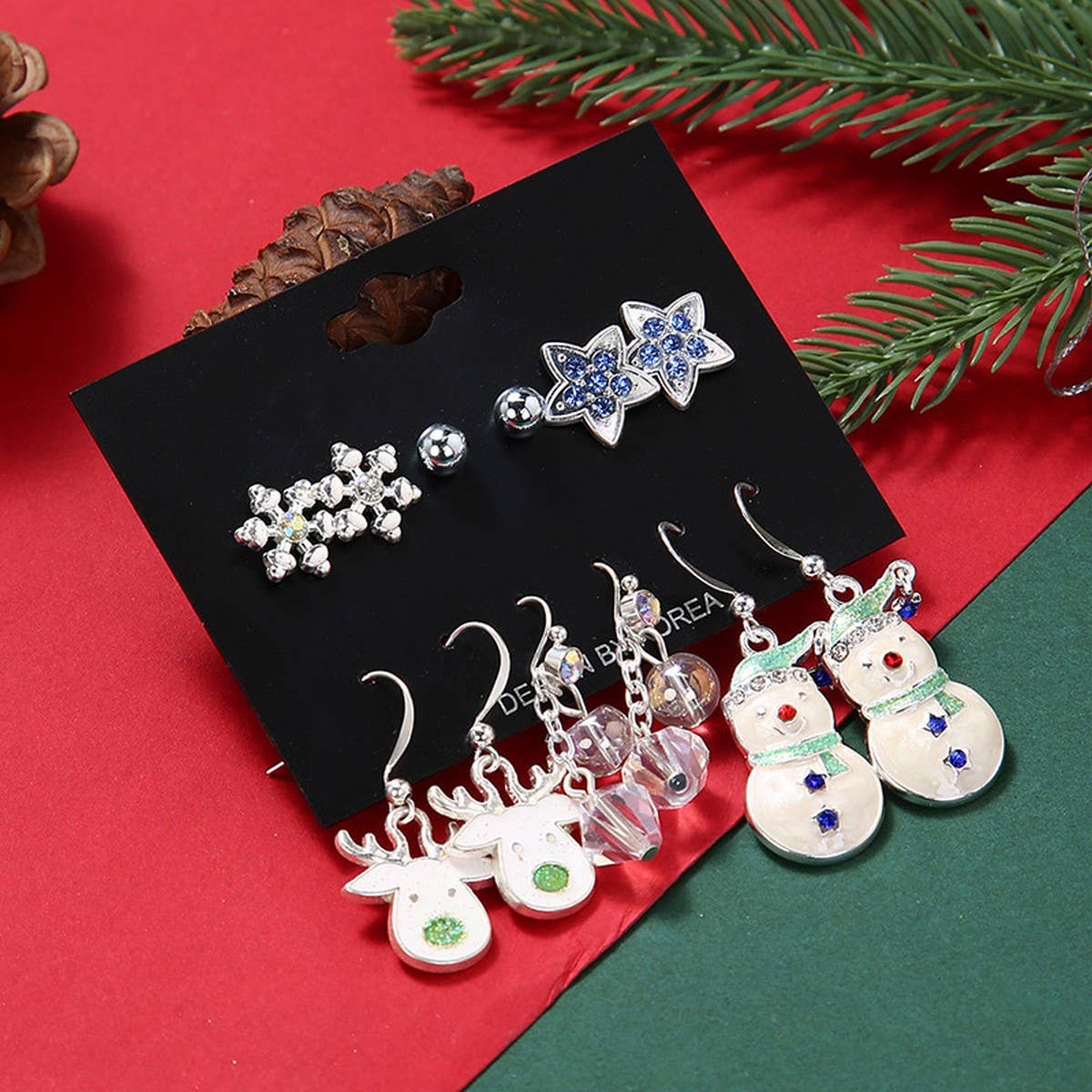 CHRISTMAS ALLOY EARRINGS AND PENDANT SET 6 PIECES_CWMM2628