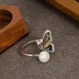 Zircon Pearl Colorful Natural Abalone Ring_Cwmm4298