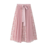 LACE BOW TIE TULLE SKIRT WITH EMBROIDERED DETAILS_CWBMS0401