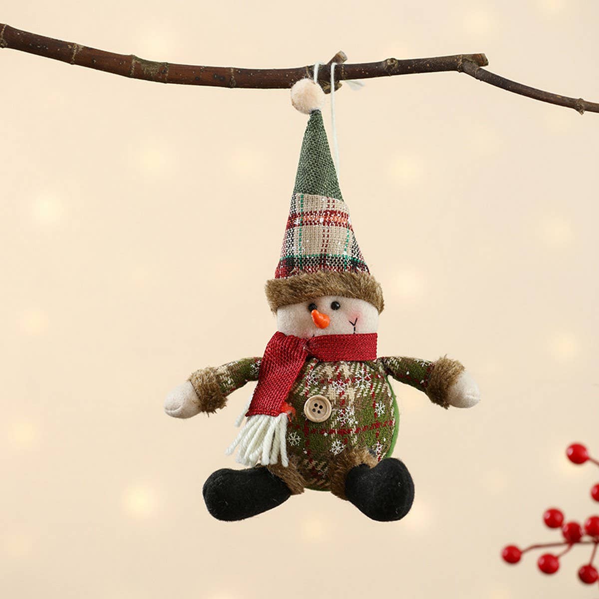 CHRISTMAS PLAID FABRIC DOLL PENDANT_CWMM1922