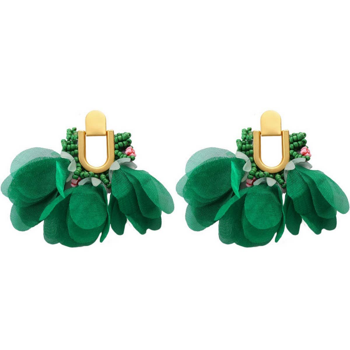 U-Shaped Beaded Tassel Earrings Dopamine Style_Cwmm6167