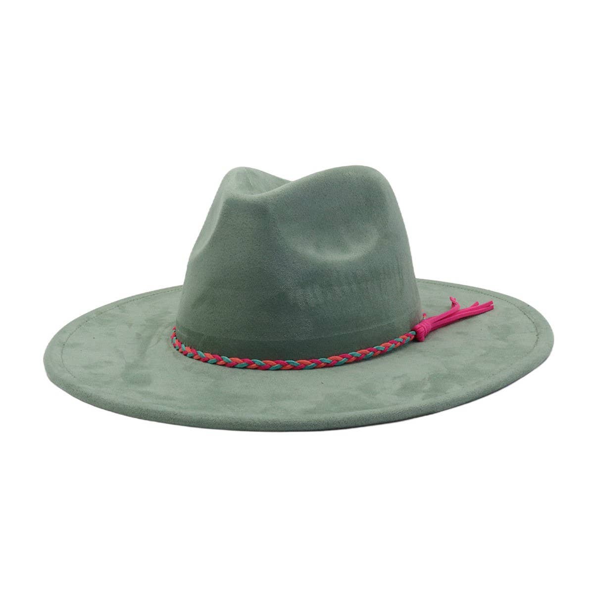 Unisex Suede Wide Brim Fedora Hat Couple Style_Cwah04448