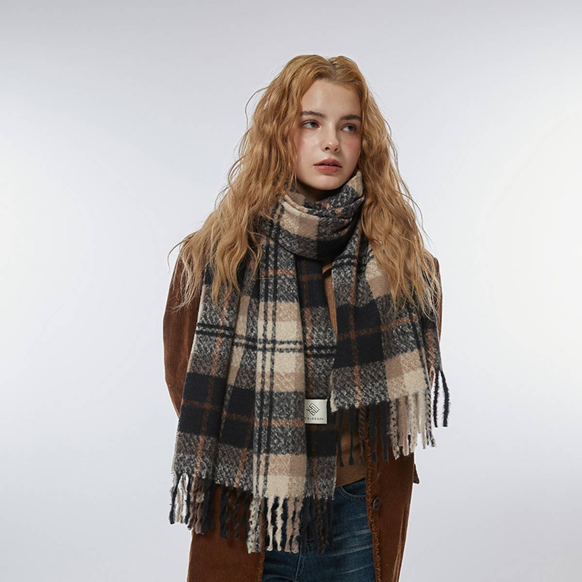 Vintage Plaid Scarf Soft Winter Wrap_Cwasc2313