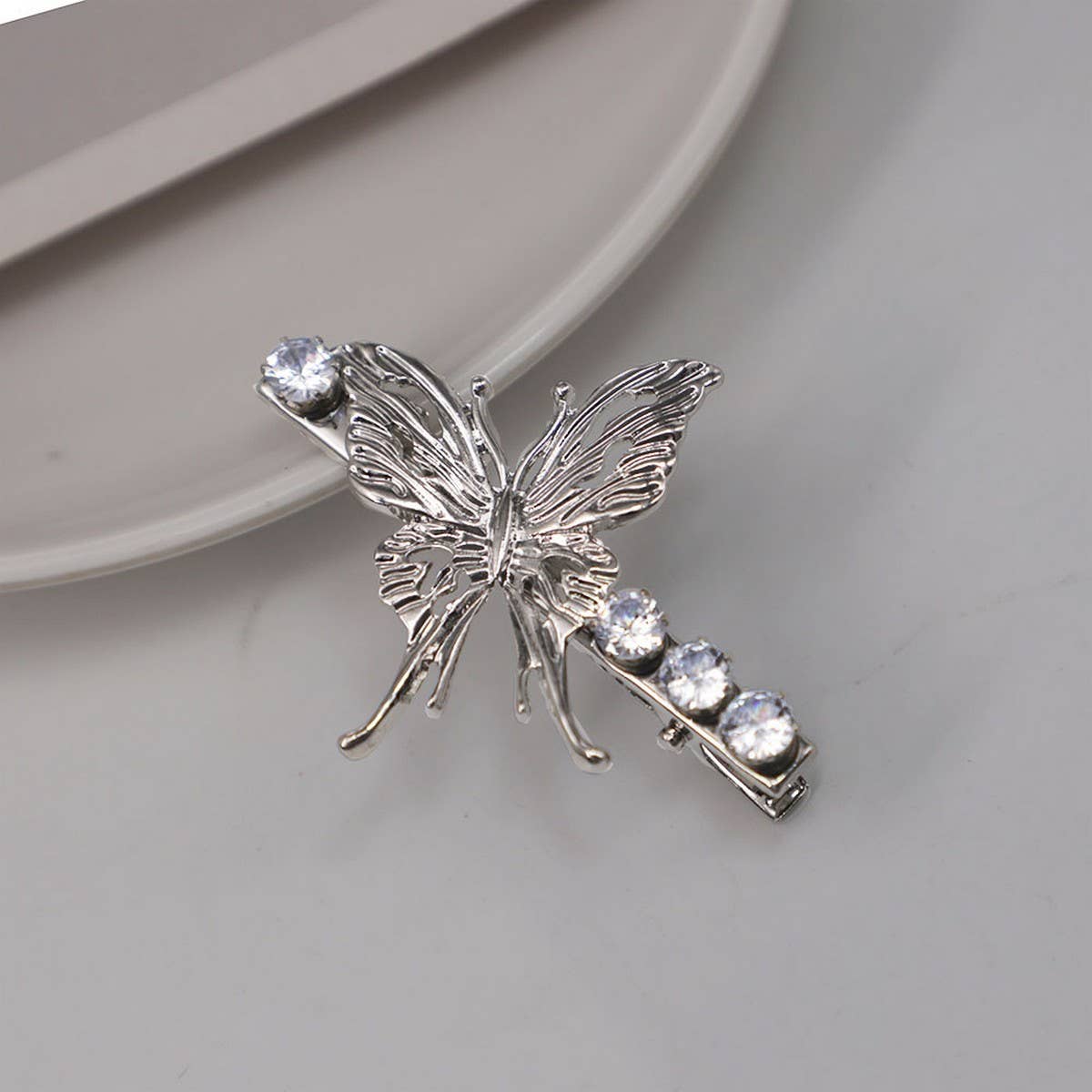 COLD STYLE LIQUID METAL BUTTERFLY ZIRCON HAIRPIN_CWAHA4754