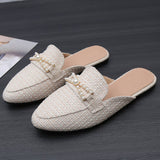 FASHION CASUAL PEARL FLAT BOTTOM MULES_CWSHF0039