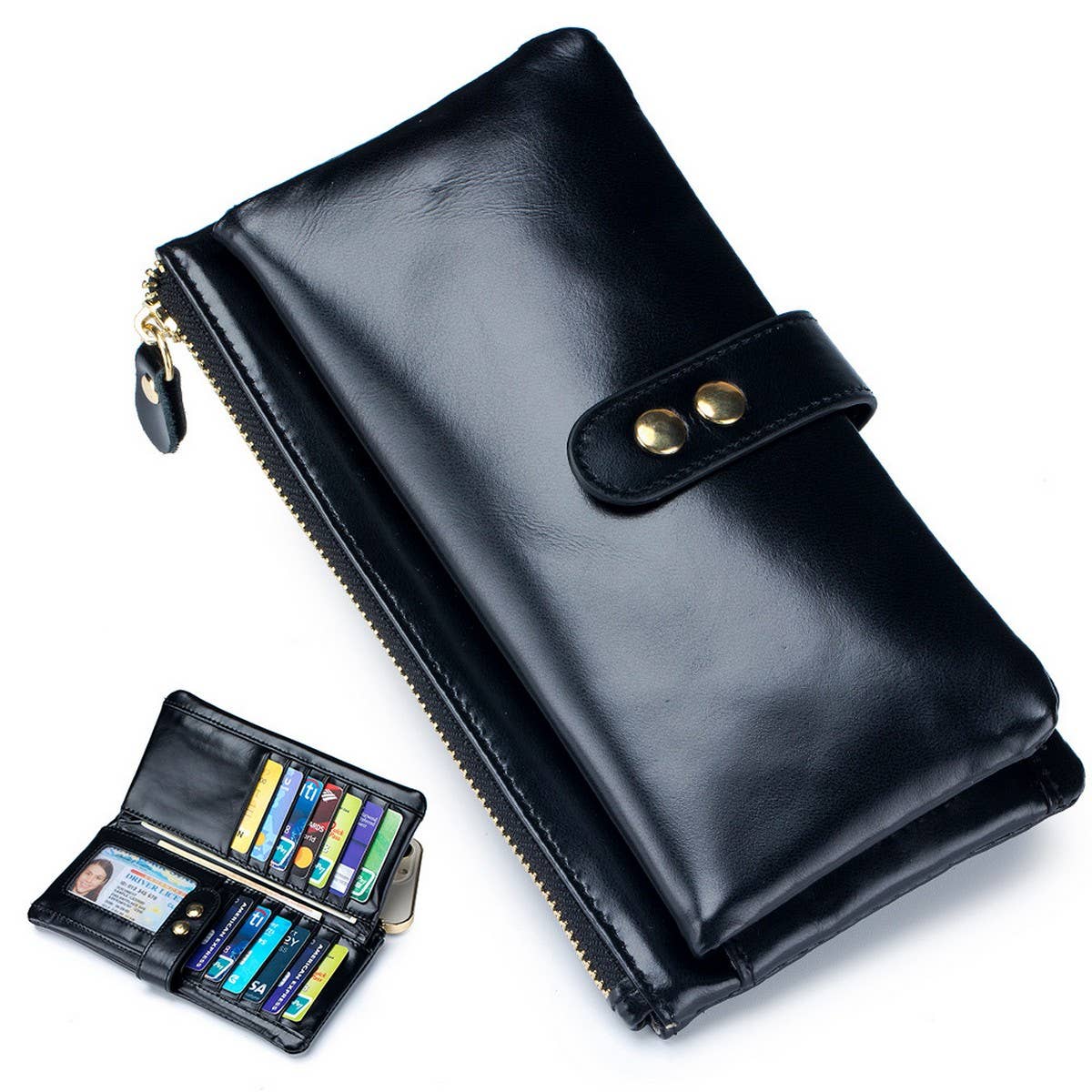 Vintage Waxed Leather Multifunctional Wallet_Cwab3812