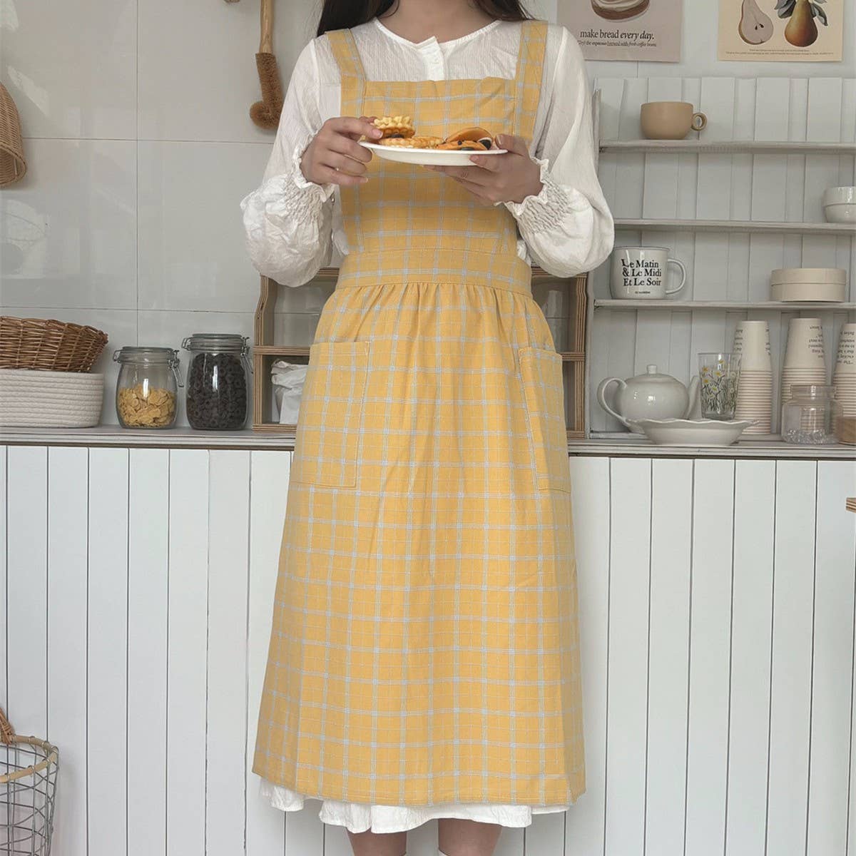 PLAID APRON FOUR COLOR CAFE WORK APRON_CWMM5813