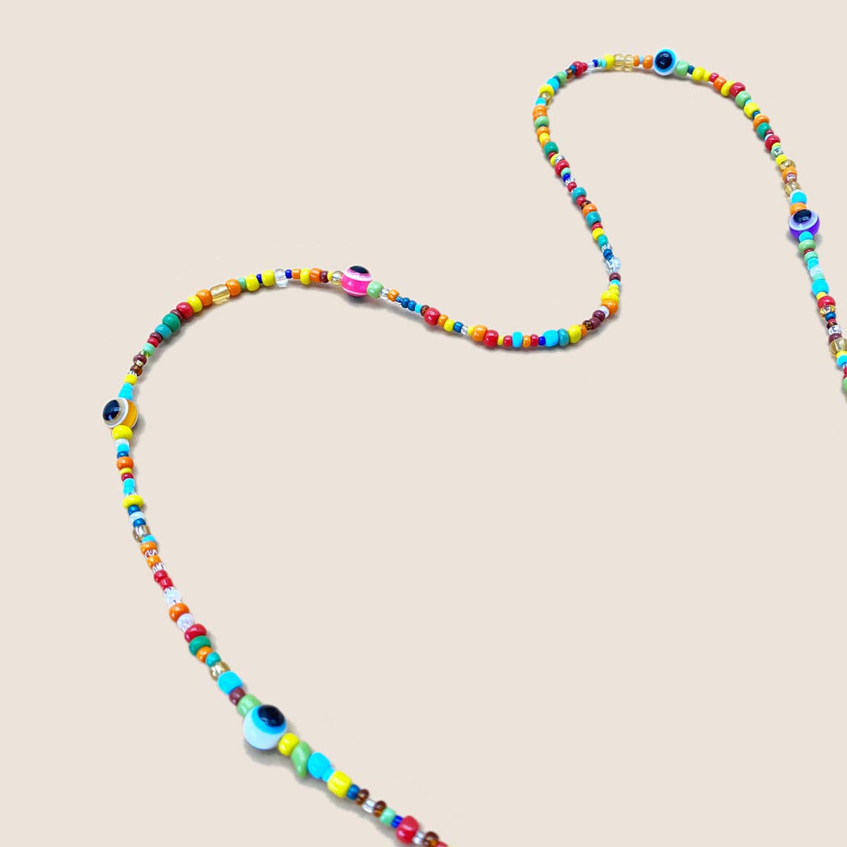 RAINBOW COLORED RICE BEADS GLASSES LANYARD_CWMM1167