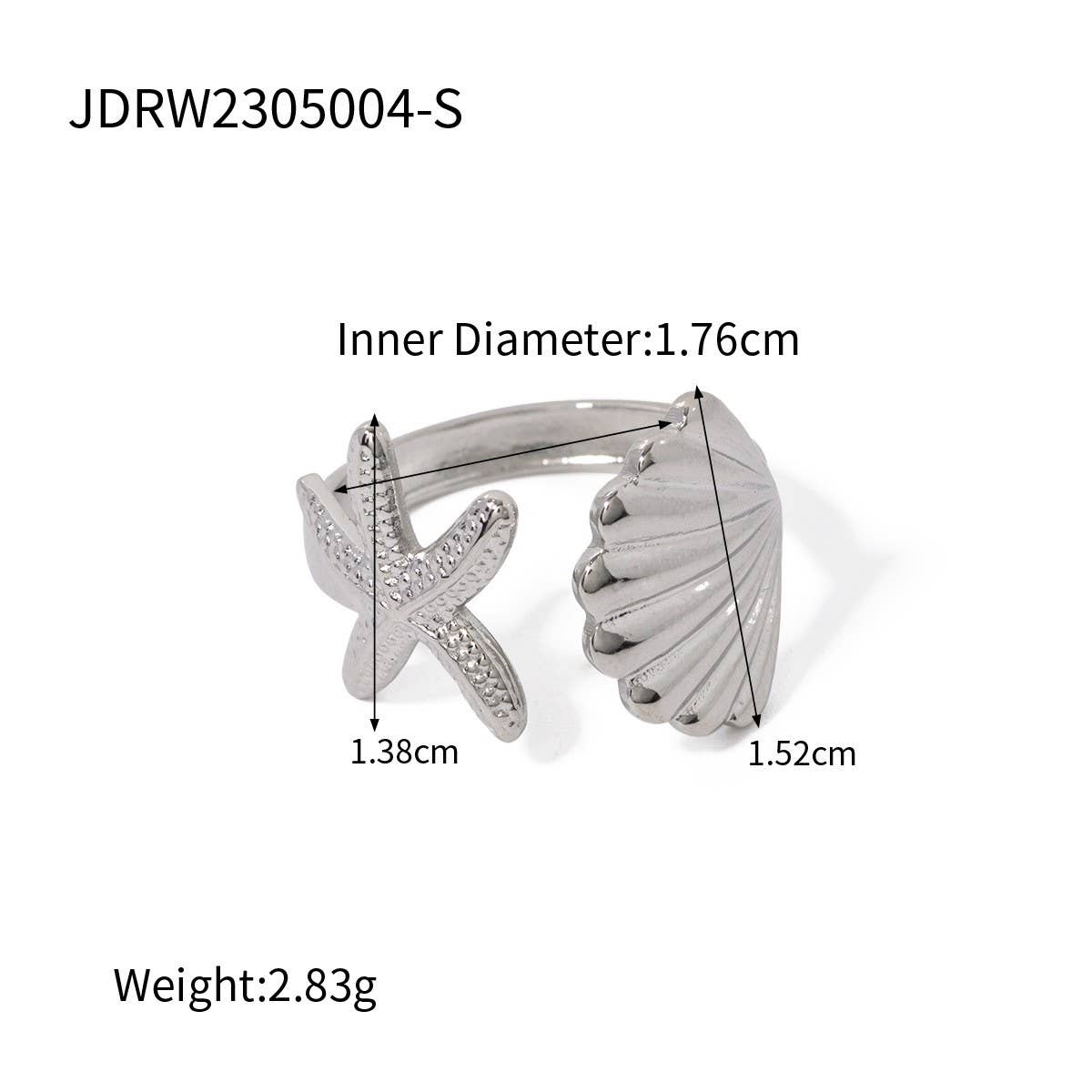 OCEAN SERIES 18K GOLD STAINLES STEEL STARFISH RING_CWAJE1228