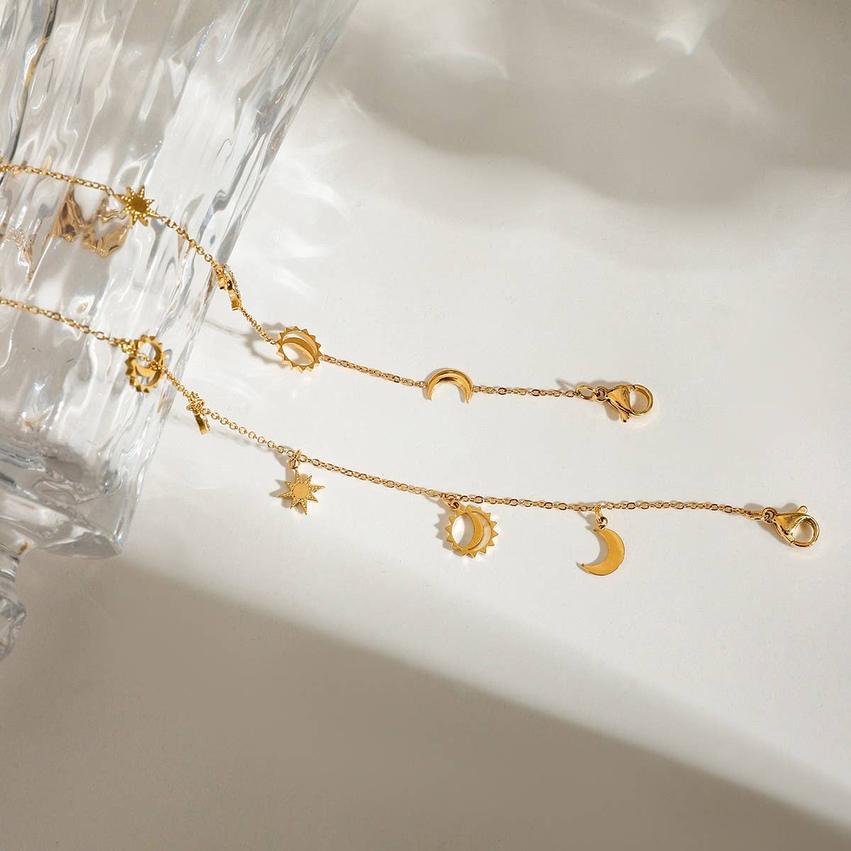 18K GOLD MOON STAR TASSEL BRACELET WITH CRYSTALS_CWAJE4662