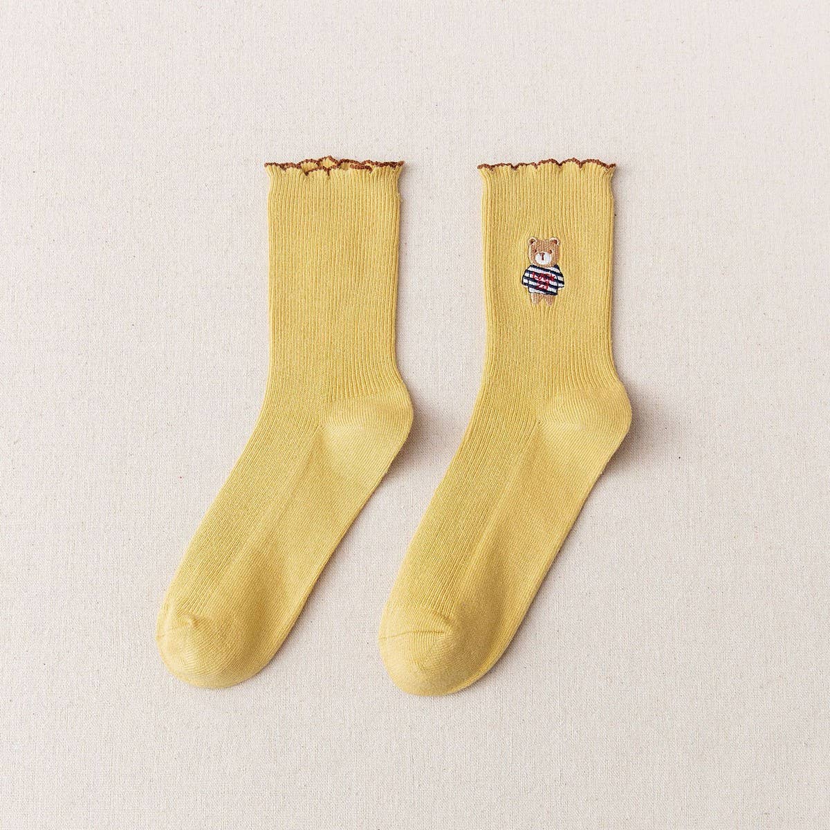 BREATHABLE AND SWEAT ABSORBENT CARTOON BEAR SOCKS_CWMS1396