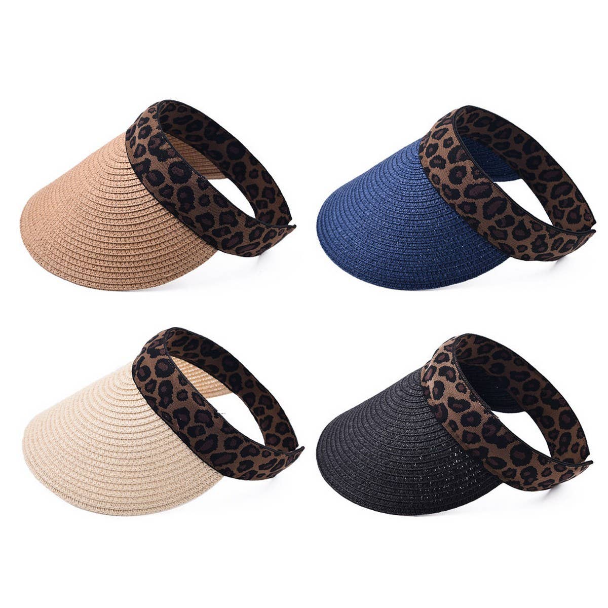 SUMMER NEW LEOPARD PRINT SUN PROTECTION STRAW HAT_CWAH1228