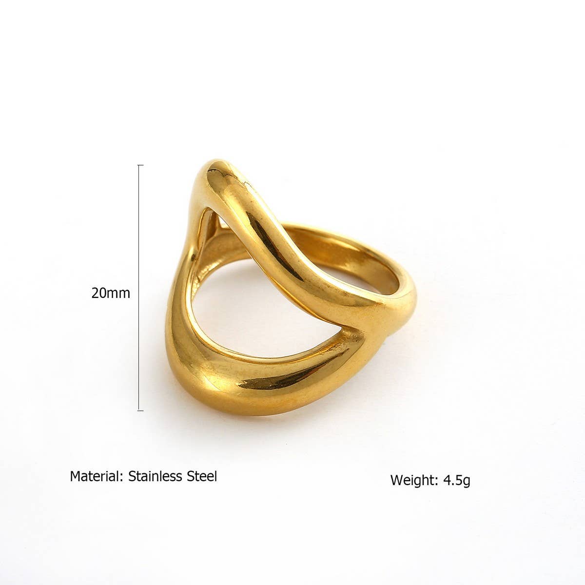 Trendy 18K Gold Plated Steel Statement Ring_Cwmm8937