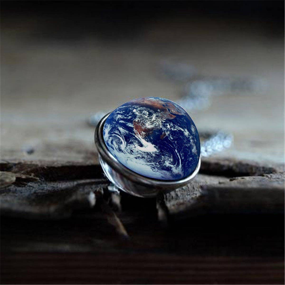 EARTH PATTERN CRYSTAL GLASS BALL PENDANT NECKLACE_CWMM0498