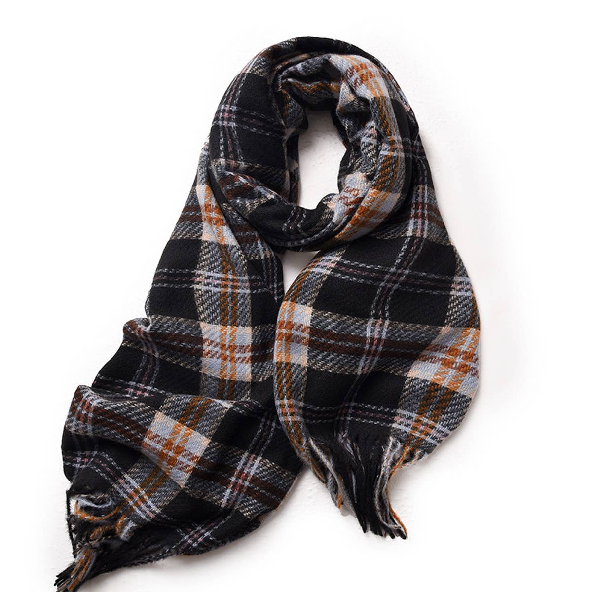 PLAID WINTER SCARF FOR WOMEN SOFT TASSEL SHAWL_CWASC0224