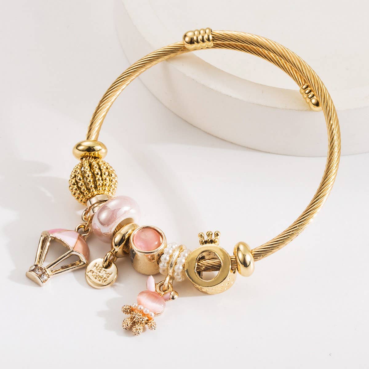 RHINESTONE BALLOON BUNNY ALLOY BRACELET_CWMM8614