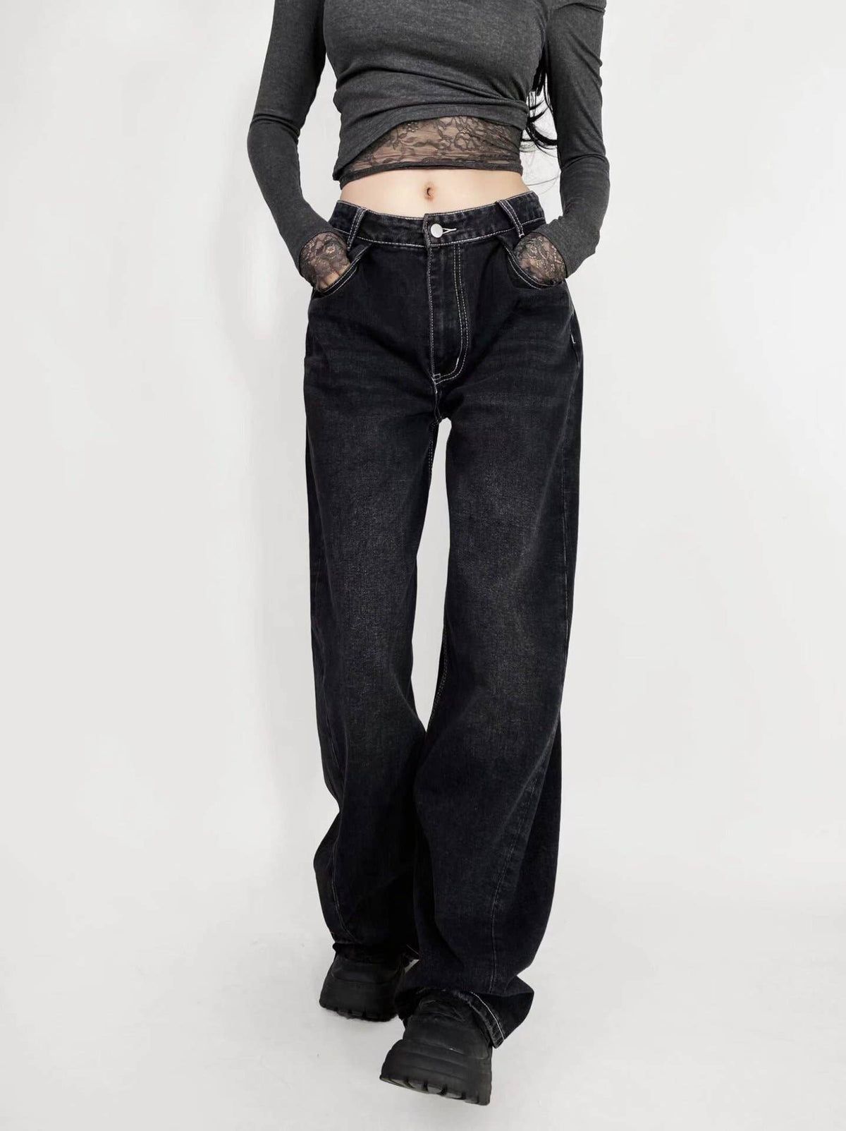 Tide Wash Polish White Pleated Micro-Cone Jeans