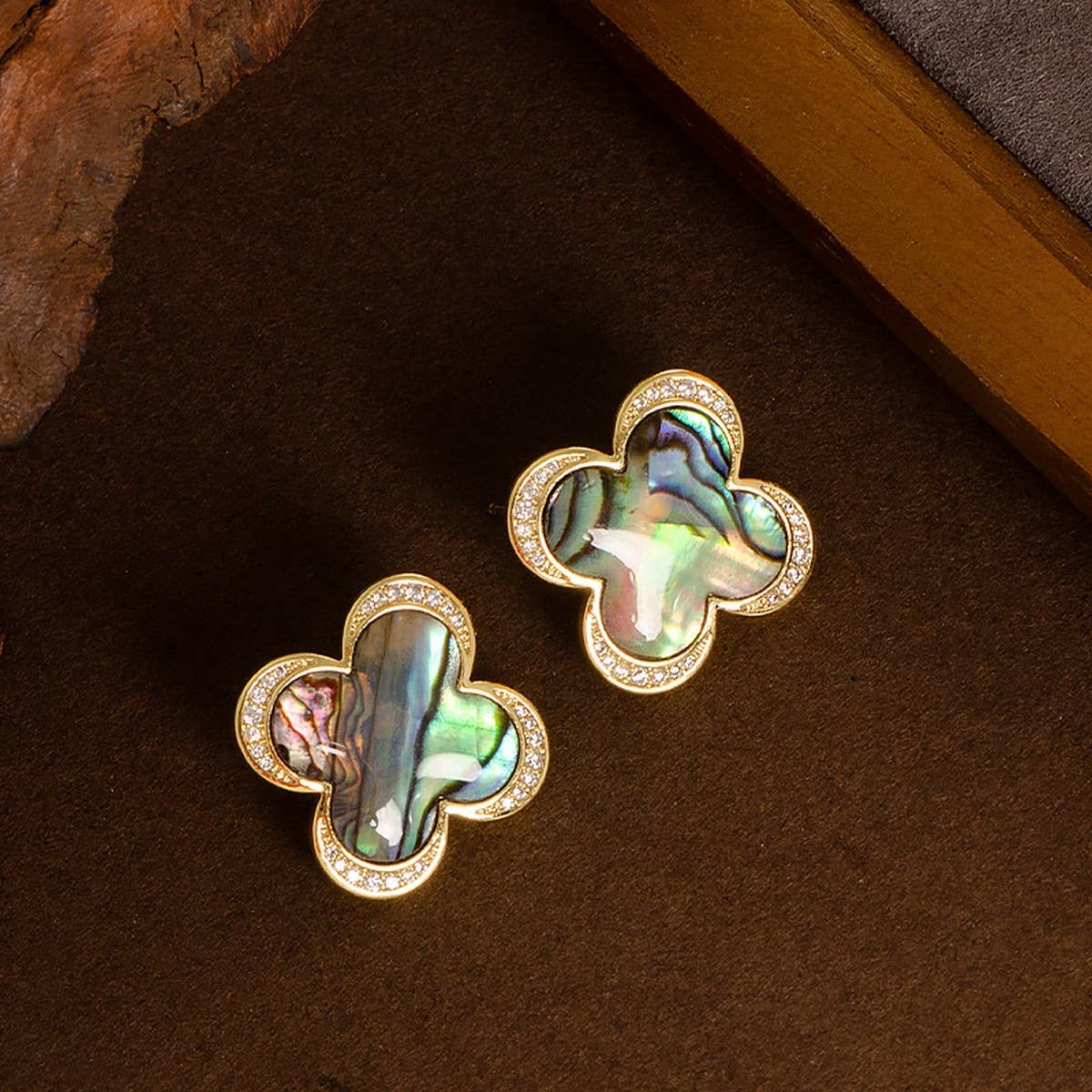 NATURAL ABALONE SILVER NEEDLE EARRINGS_CWMM4360