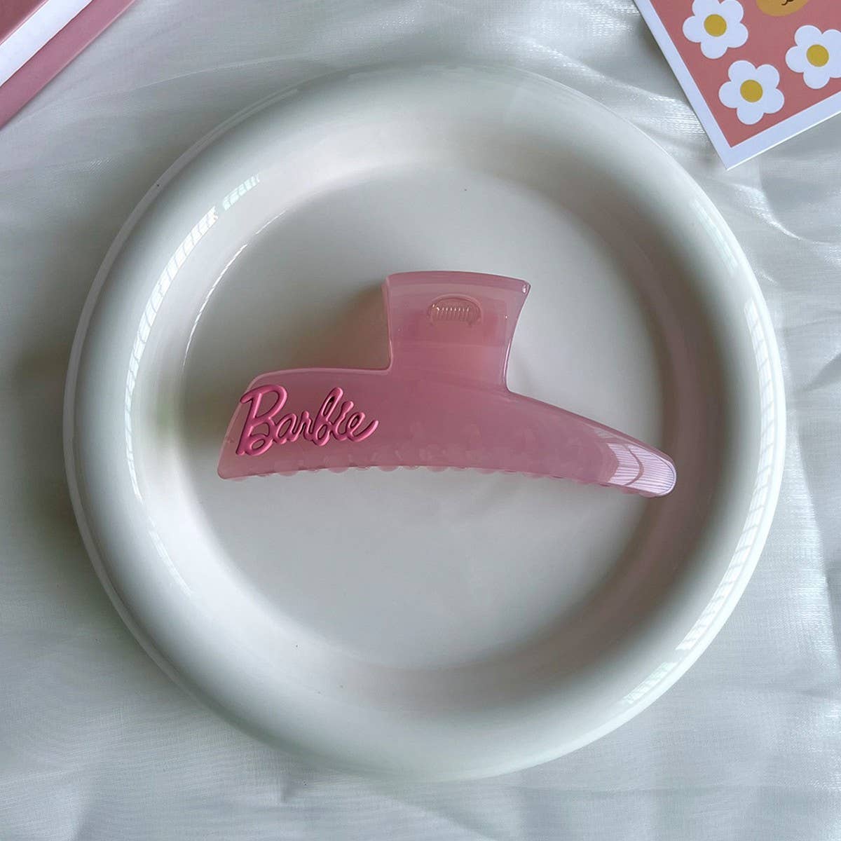 Pink Barbie Girl Hair Claw Alloy Letter Clip_Cwaha5761