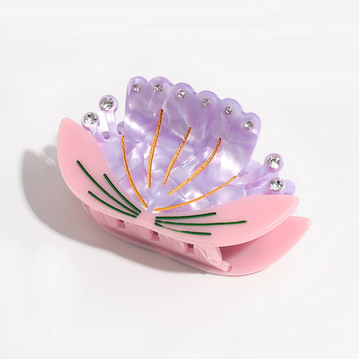 ELEGANT RHINESTONE LOTUS FLOWER HAIR CLAW CASUAL_CWAHA2203