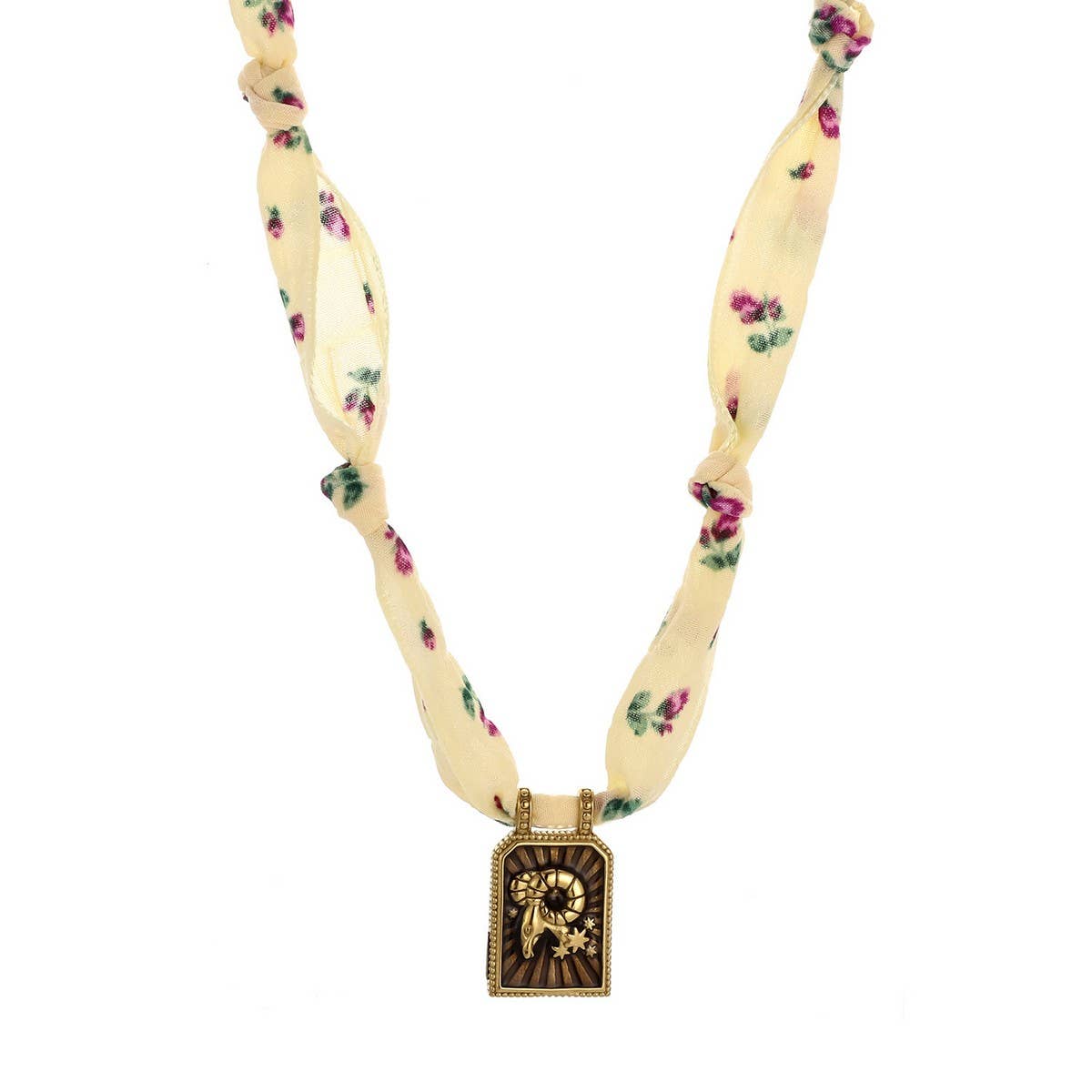 HANDMADE ZODIAC SILK SCARF NECKLACE WITH ENAMEL_CWMM8838