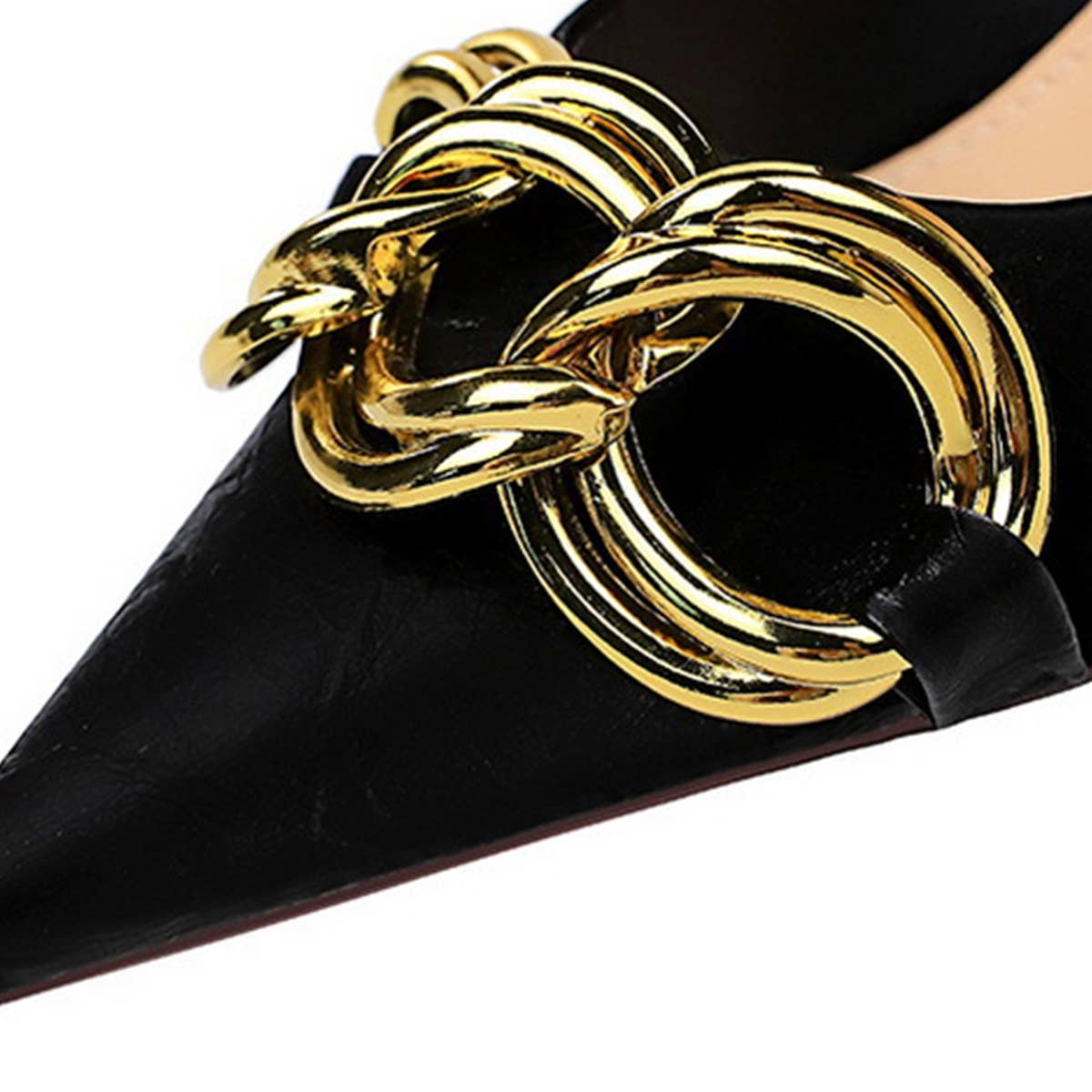 SHALLOW MOUTHED POINTED METAL BUCKLE HIGH HEELS_CWSHH0049