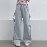 Stylish Lace-Up High-Waisted Baggy Wide-Leg Pants