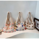 CUTE WOOL FLOWER CROCHET TOTE BAG_CWAB2409