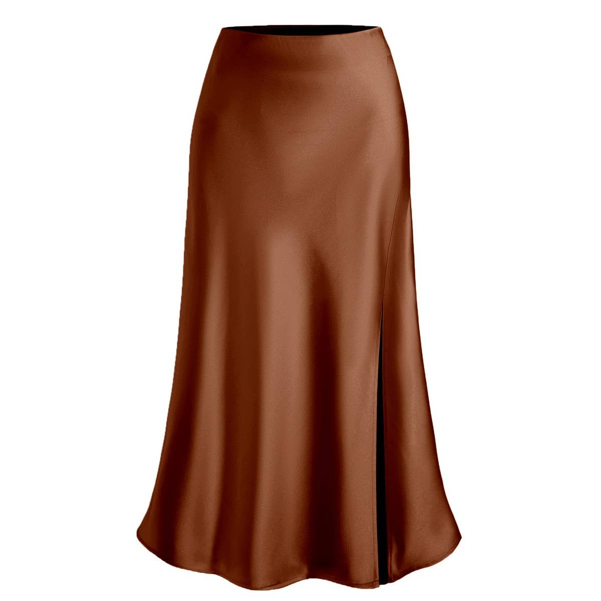 SATIN SKIRT HIGH WAIST ELASTIC SLANTED LONG SKIRT_CWBSS0387
